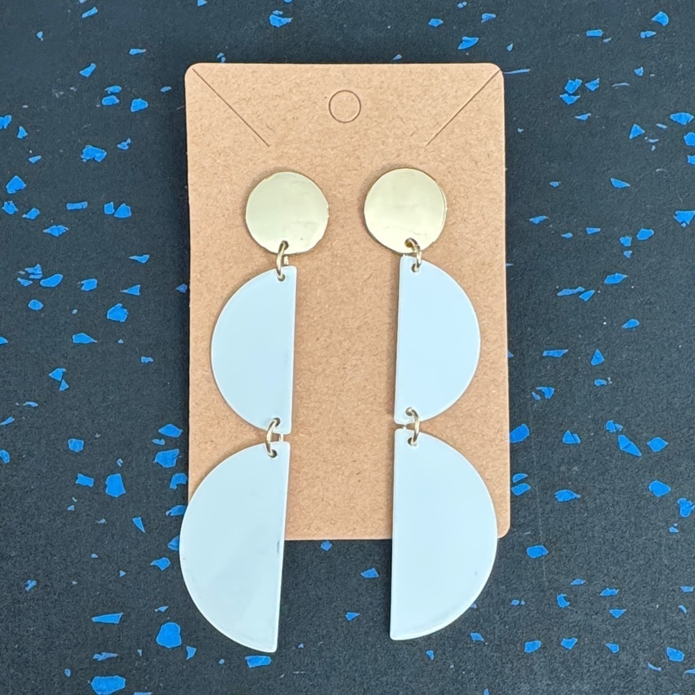 Nine West Gold and White Dangle Earrings